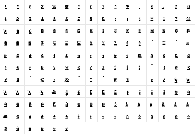 IndecisionCrossed Regular  glyph index