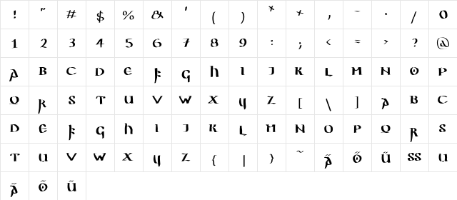 GGothiqueMK Regular  glyph index