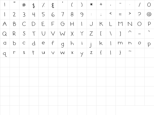 CK Plain Jane Regular  glyph index