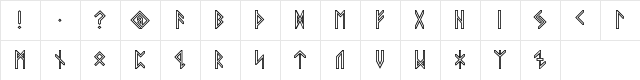 VIKING, ELDER Runes Regular  glyph index
