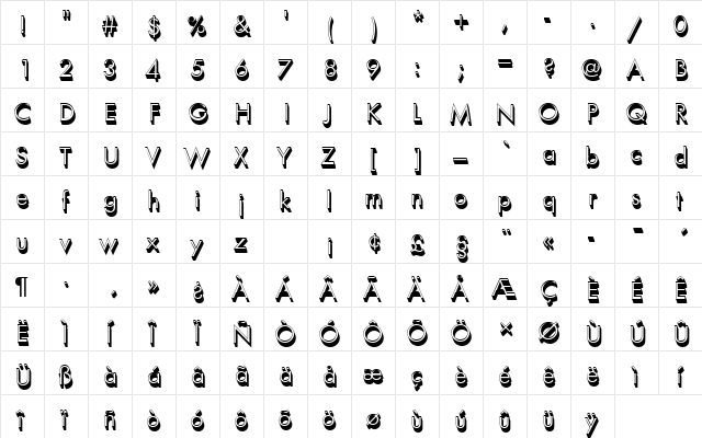 FuturaTBooSh1 Regular  glyph index