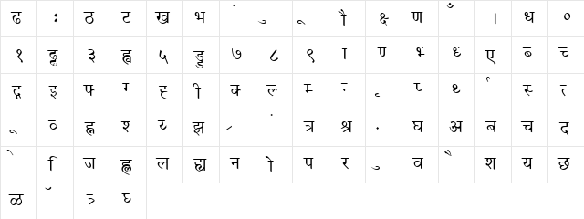 Hindi Demo Vijay Normal  glyph index
