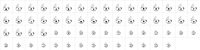 Pf_cad_bunny Regular  glyph index