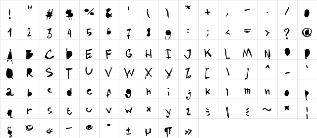 AmazHand_First_Alt Regular  glyph index