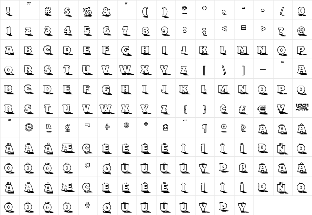Toyland NF Regular  glyph index