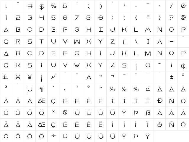 Earth Orbiter Halftone Regular  glyph index