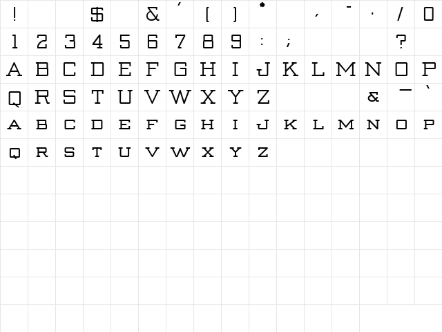 Urgency 4 Regular  glyph index
