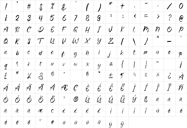 Ottodidact Regular  glyph index