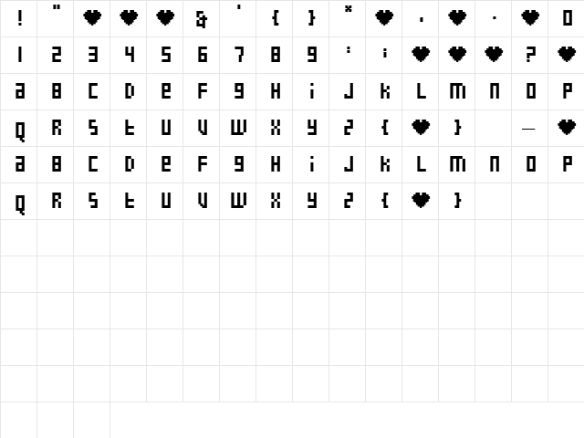 Little Love Regular  glyph index