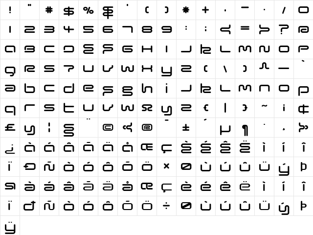 Euphoric Heavy  glyph index