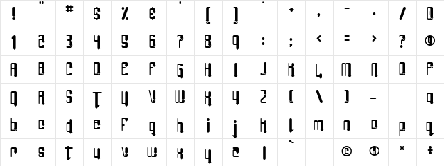 Angie BareFoot Regular  glyph index