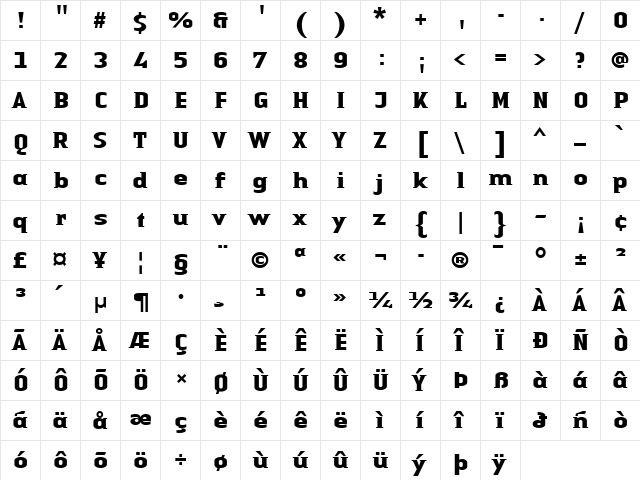 LTAuthenticSmallSerif Bold  glyph index