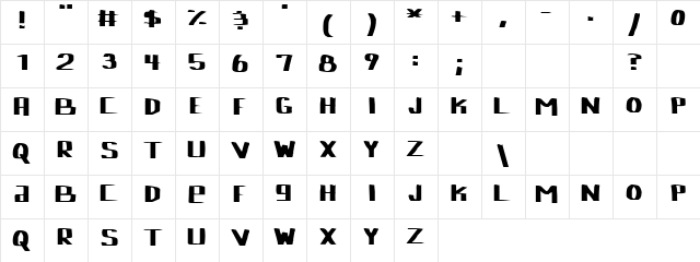 Lebowski Regular  glyph index