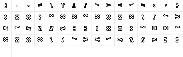 Ophidian Bold  glyph index