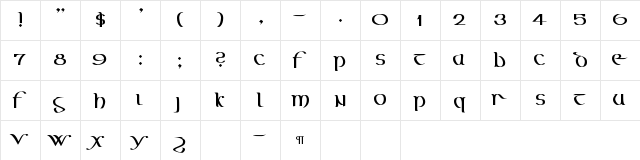 CallifontsF65TrueType Regular  glyph index