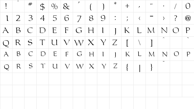MisioSCapsSSK Regular  glyph index