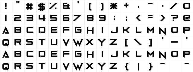 Gravedigger Regular  glyph index