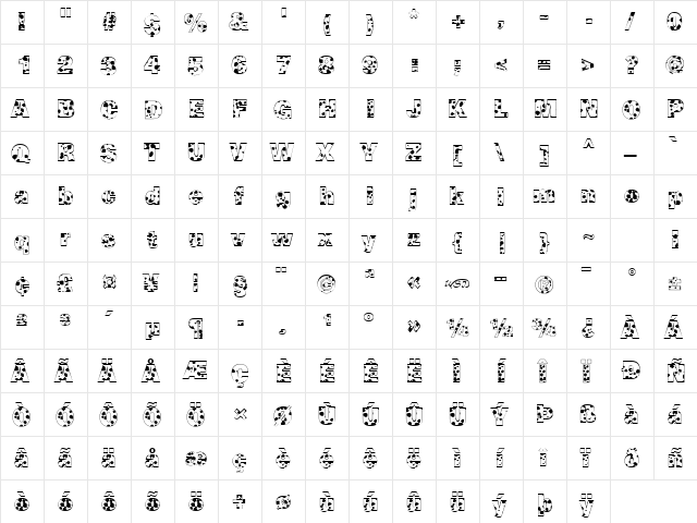 Cow-Spots Regular  glyph index