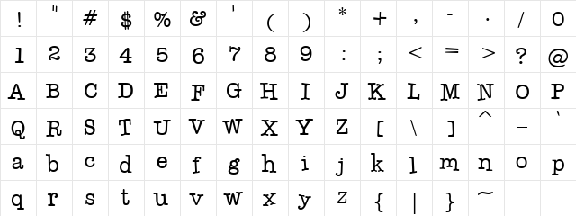 CK Stenography Regular  glyph index