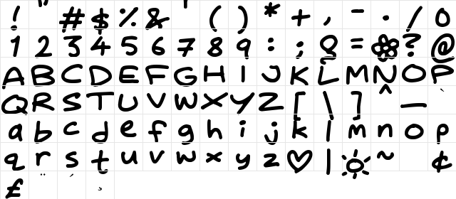 Daydreamer Regular  glyph index