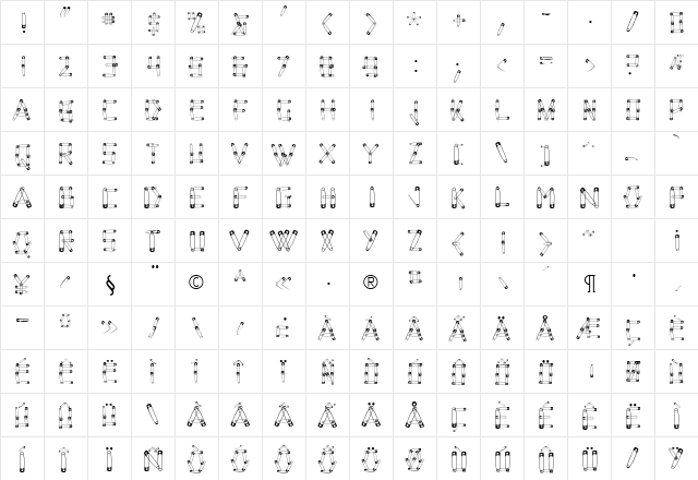 SafetyPinned Regular  glyph index