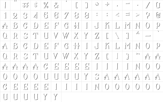 CS Mulan Shadow Regular  glyph index