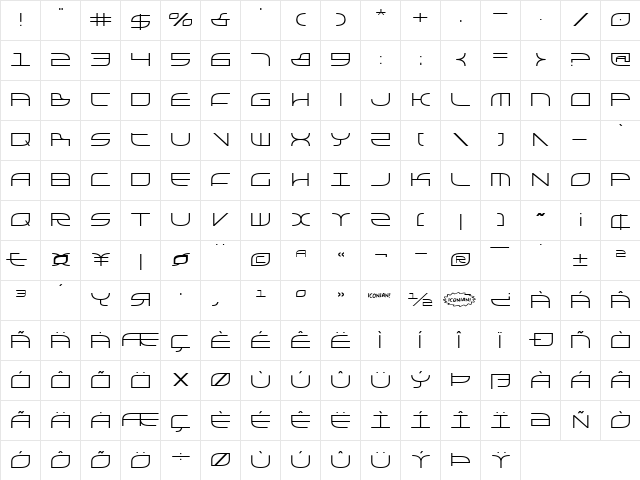 Galga Regular  glyph index