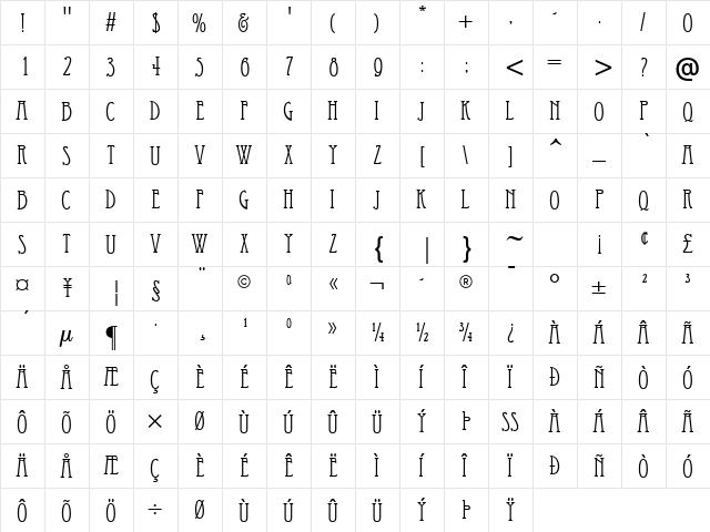 Eccentric ATT Regular  glyph index