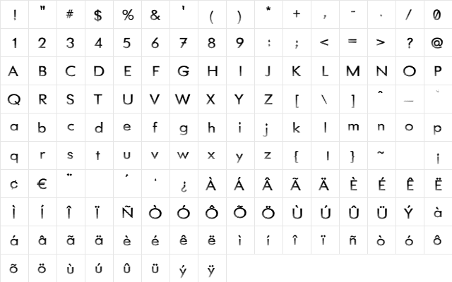 Need Glasses ? Regular  glyph index