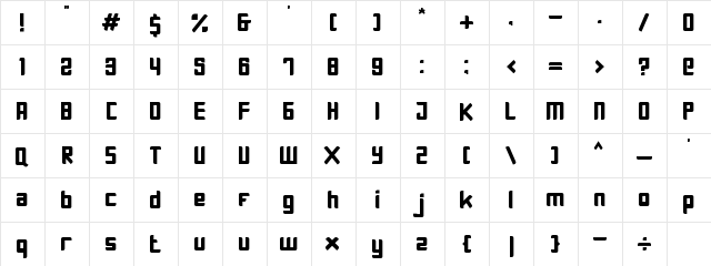 DIGGIEE FONT Regular  glyph index