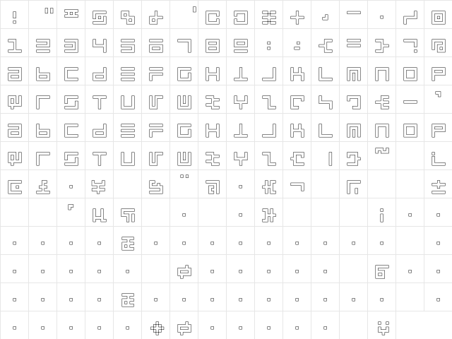 Rsultralin Hollow Regular  glyph index