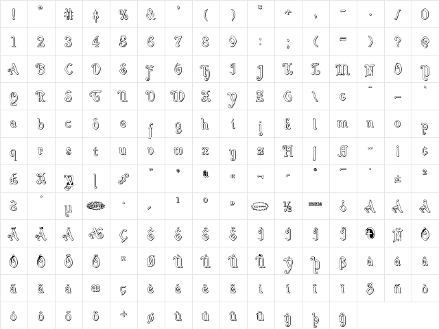 Quill Sword Outline Outline  glyph index