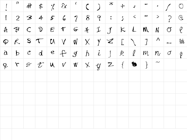 BushToad Regular  glyph index