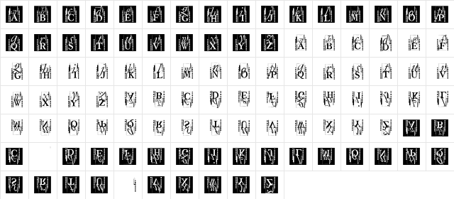 TypOasisInitials Regular  glyph index