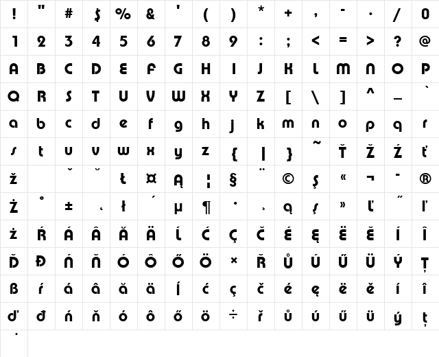 PumpDEEMed Regular  glyph index