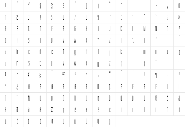 Gittani Regular  glyph index