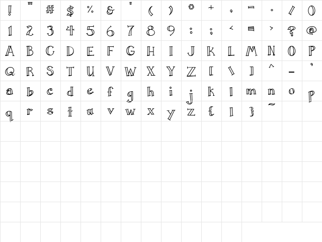 LD Double Line Regular  glyph index