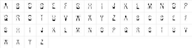 Tribal Red 1 Regular  glyph index