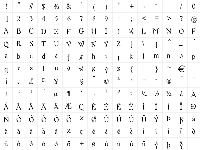 Freedom9Condensed Normal  glyph index