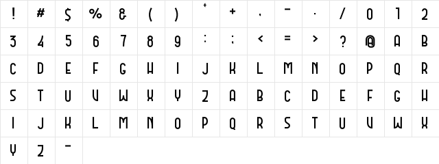 DOMCO 01 Regular  glyph index