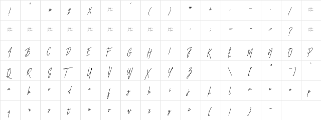 Otella Regular  glyph index