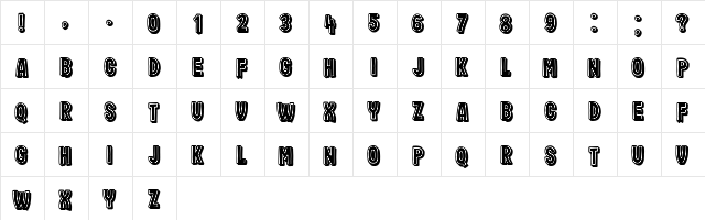 Impressum Shadow Filled Regular  glyph index