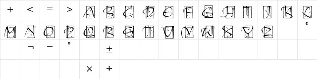 KendoInitialsITC TT Regular  glyph index