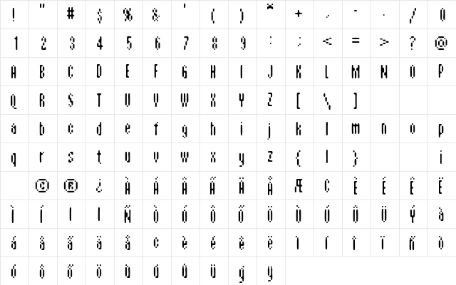 Aspersion Regular  glyph index