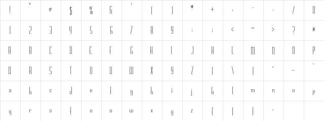 Calamaro Regular  glyph index