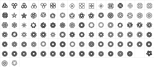 XAirebesk Regular  glyph index