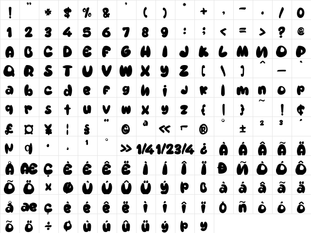 Homelike Regular  glyph index