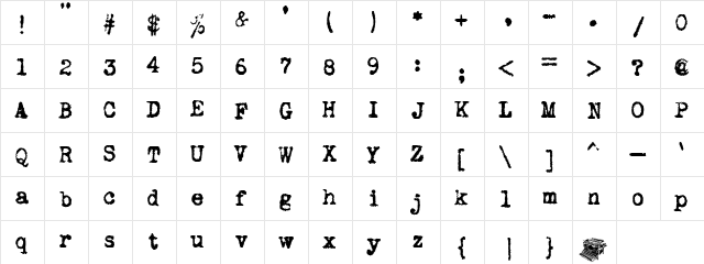 LD Underwood 5 Regular  glyph index