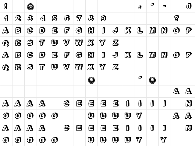 Picapiedra Regular  glyph index