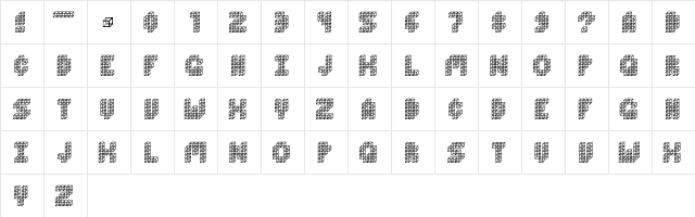 Cube Toss Regular  glyph index